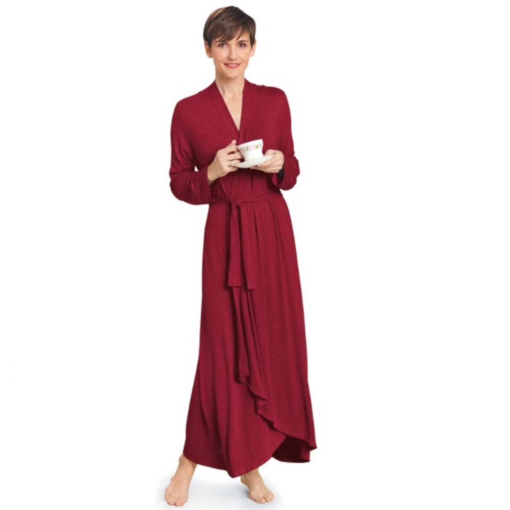 NorthStyle…Bamboo Long Wrap Robe…in Cranberry…3X…New